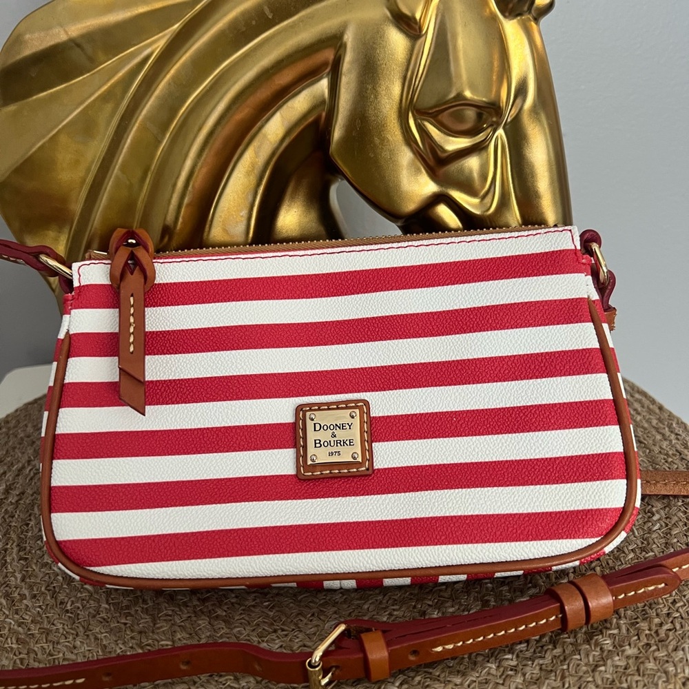Dooney & Bourke Red and White Striped Crossbody Bag